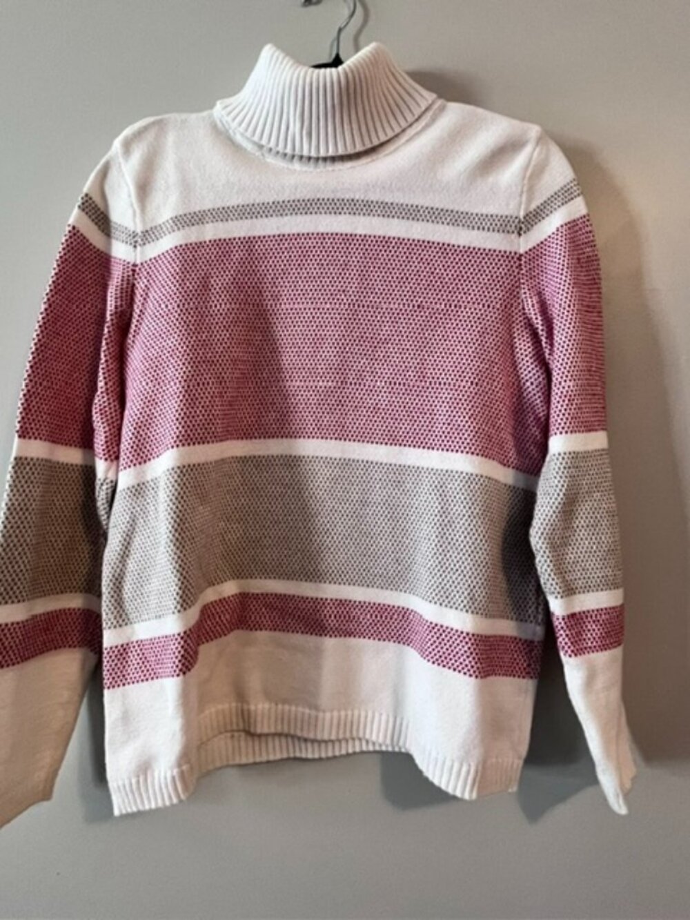 Pink/White/Beige 100% Cotton Turtleneck